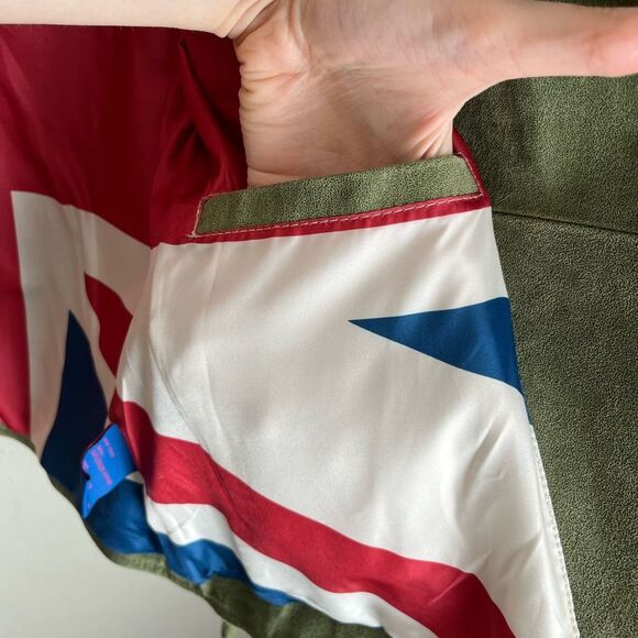 Twiggy London Leather Zip Up Moto Biker Jacket Green Size Medium - Picture 6 of 8